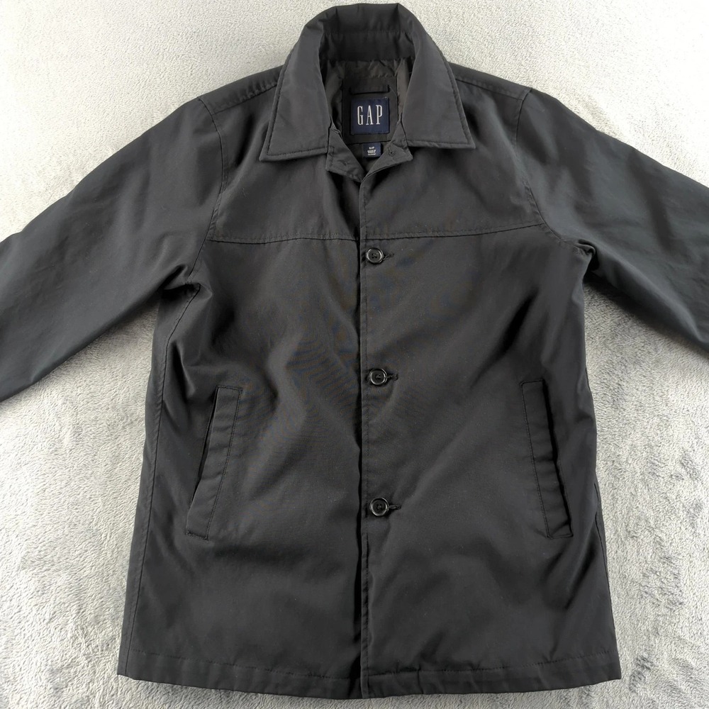 Vintage GAP Coat Mens Small‎ Black Rain Jacket Lined Travel 90s Y2K Korea